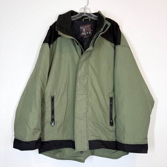 Vintage Jacket Coat Green Black Full Zip Quilted Lining 80s 90s Live Wire XL - Picture 15 of 15